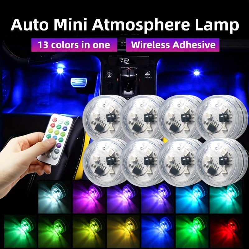 Luces ambientales LED RGB inalámbricas para el interior del coche con control remoto
