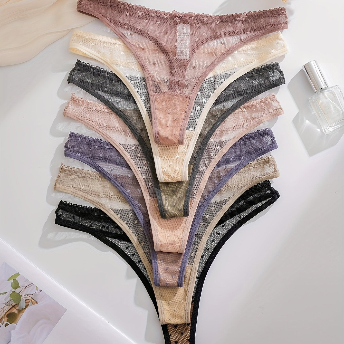 Women’s Mesh Heart Thongs Sexy Breathable Lingerie Underwear
