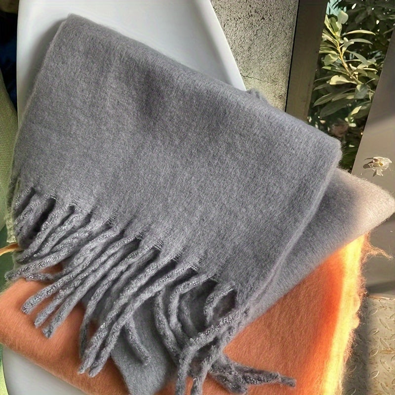 Women's Dog Tail Scarf Winter Soft Polyester Solid Color Autumn Fashion