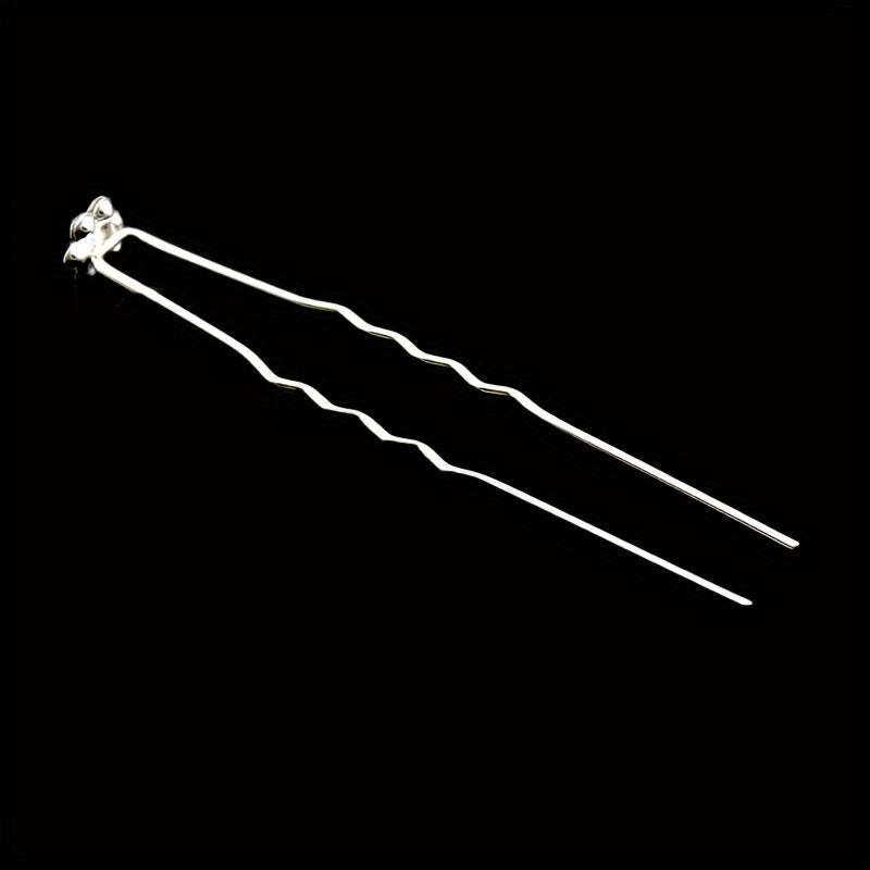 Set of 20 Crystal Flower Hair Pins with Rhinestone Accents for Bridal Wedding Hair Accessories