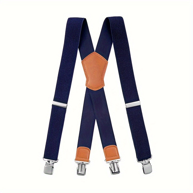 Men's Suspenders Elastic Polyester with Metal Clips Adjustable 1.5 Inch Wide