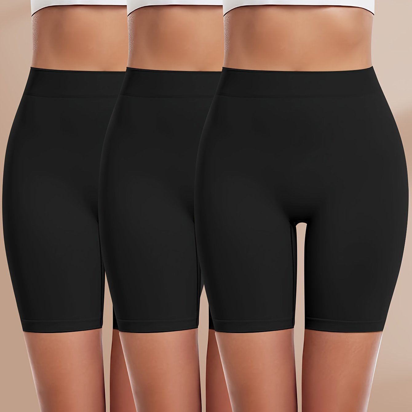 3-Pack High Waist Seamless Boyshorts for Women Solid Color Breathable Lingerie