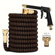 Telescopic Rubber Garden Hose with Pressure Nozzle for Car Wash and Gardening