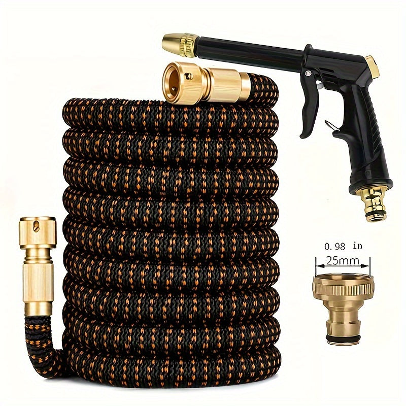 Telescopic Rubber Garden Hose with Pressure Nozzle for Car Wash and Gardening