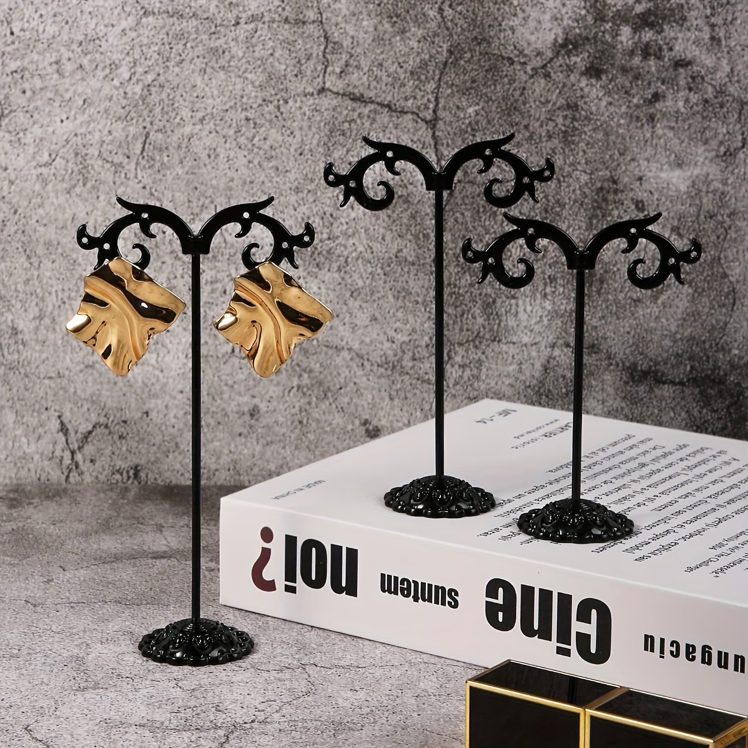 Набор из 3 черных подставок для серег в форме крюка для демонстрации украшений, фотосъемки и розничной торговли