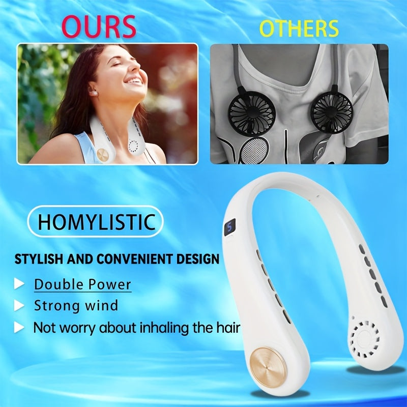 Portable Bladeless Neck Fan Rechargeable Battery USB Charging Lightweight for Outdoor Travel Gym