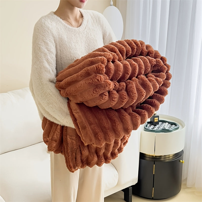 Luxurious Plush Fleece Blanket Cozy Throw for Sofa Lounge Soft Insulating
