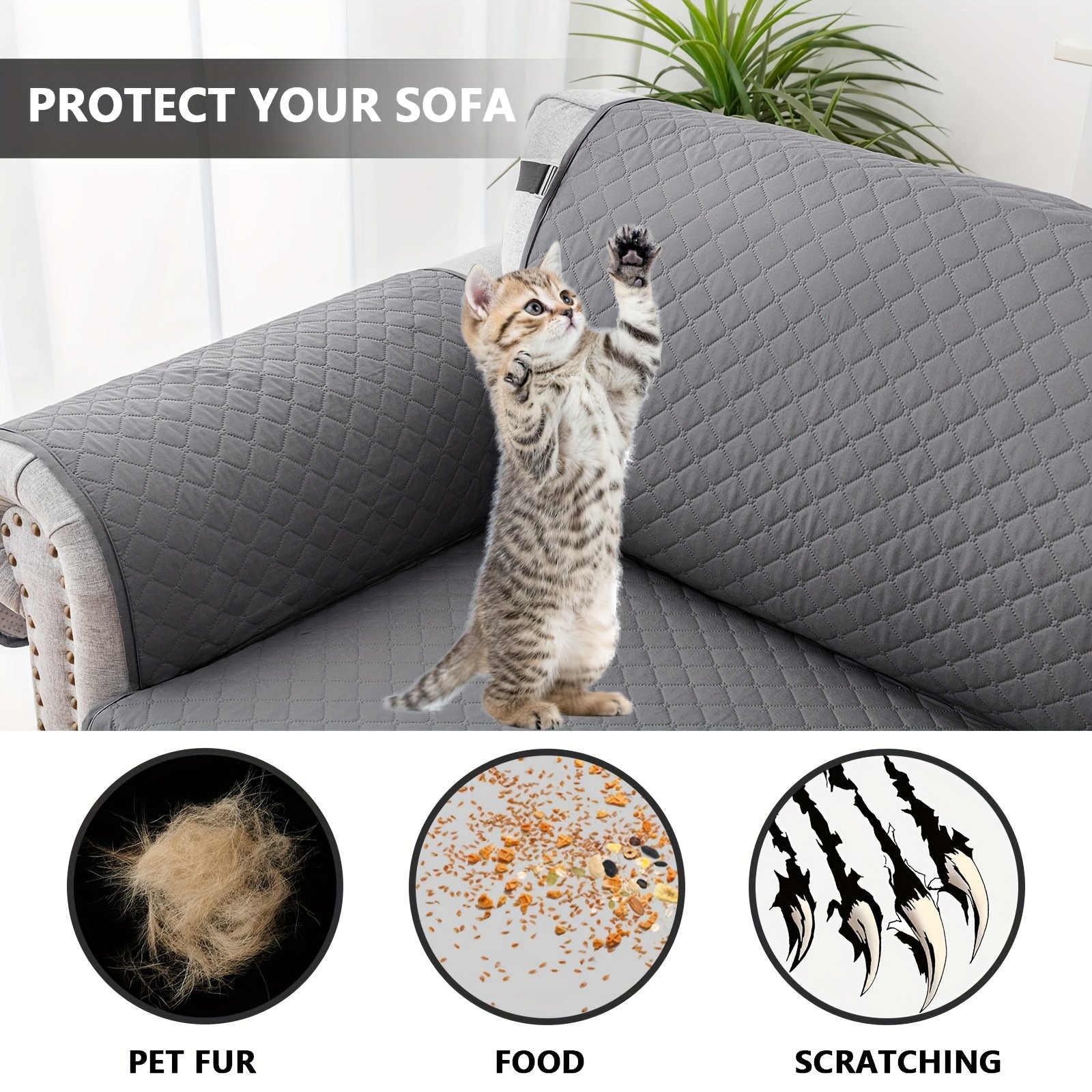 Anti-Slip Pet-Friendly Sofa Cover for Armchair, Loveseat, and Sectional in Modern Polyester