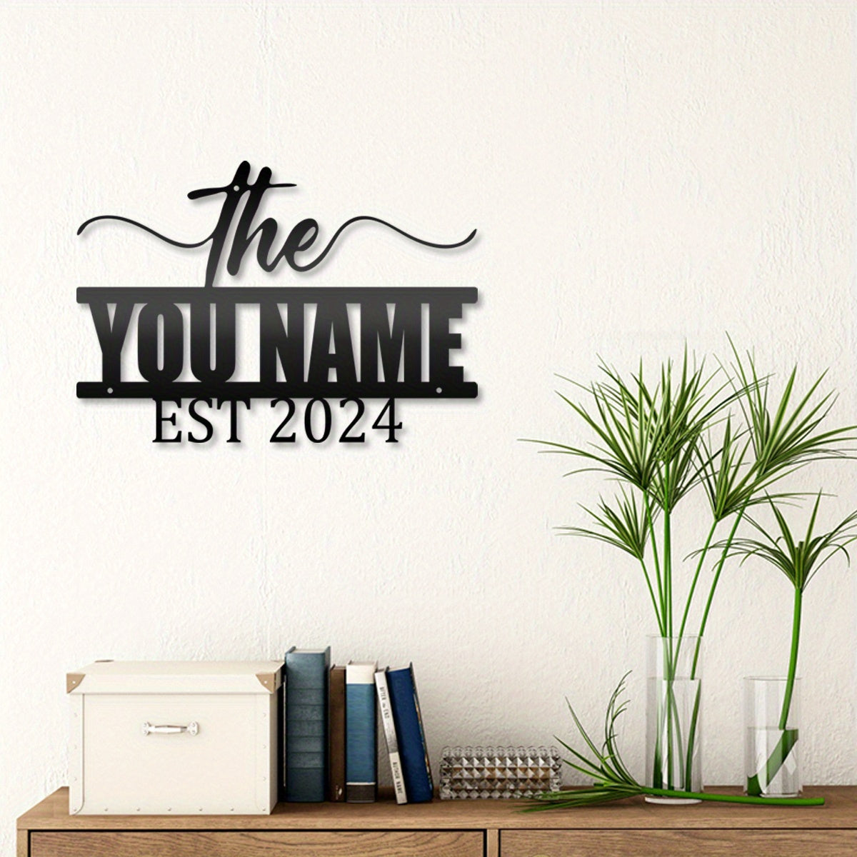 Personalized Black Metal Family Name Door Sign for Home Decor