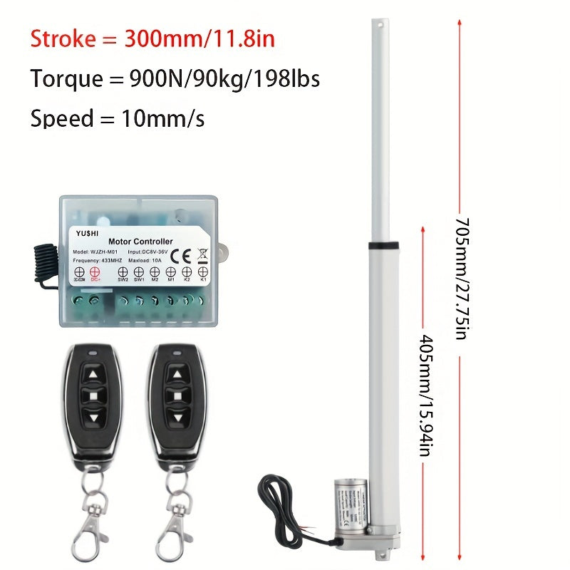 12V DC Linear Actuator with Controller 900N Max Load 10mm/s Stroke 50-300mm