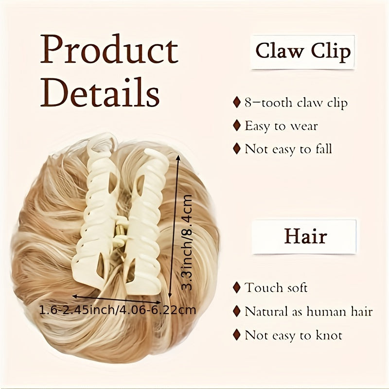 Women's Wavy Curly Hair Bun Synthetic Fiber Updo Hairpiece with Claw Clip