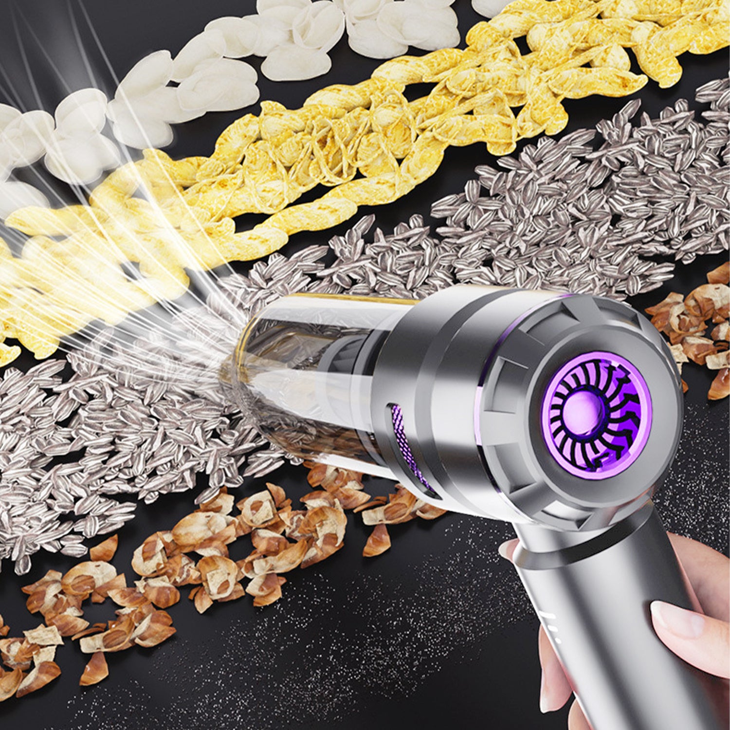 Aspiradora de mano portátil para coche 16KPa de fuerte succión, recargable por USB