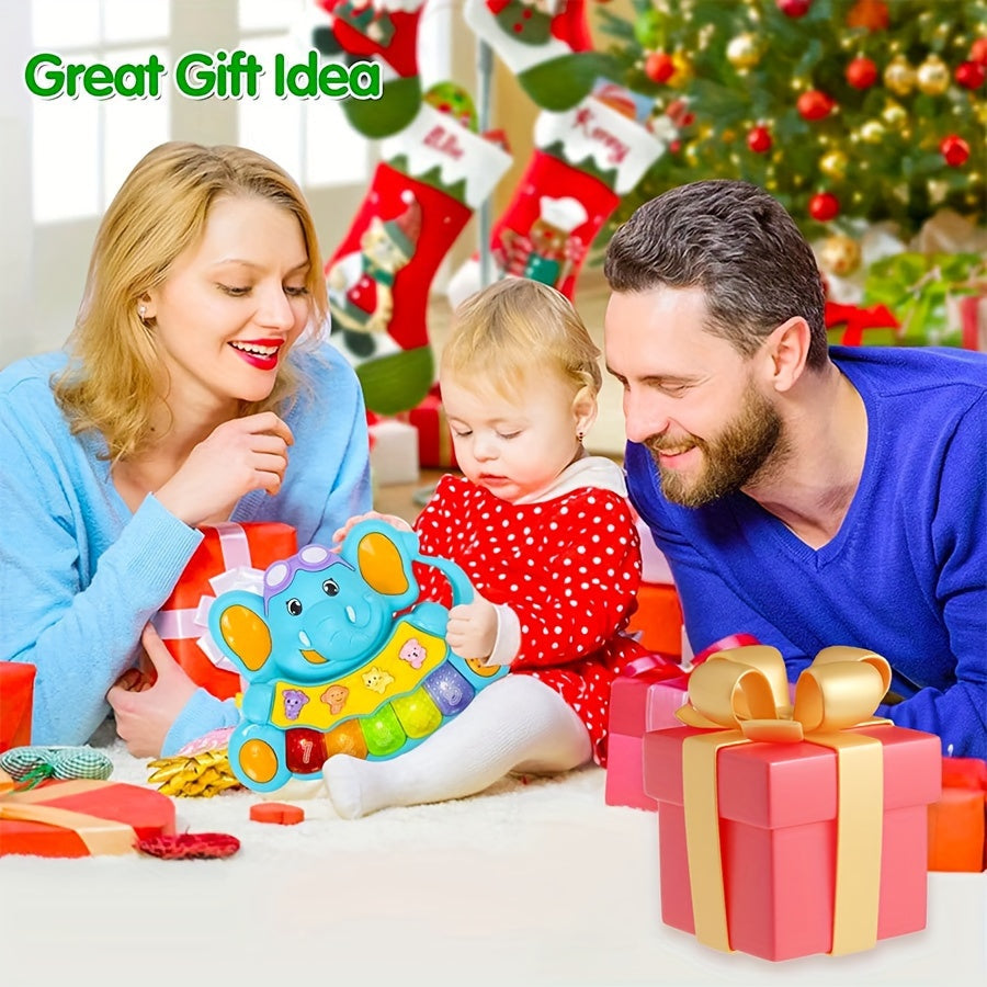 Elephant-Themed Kids Piano Toy Musical Keyboard for Children 18 Months Plus Blue Yellow