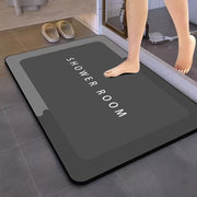 Alfombra de ducha de tierra de diatomeas negra antideslizante, de secado rápido y lavable para baño