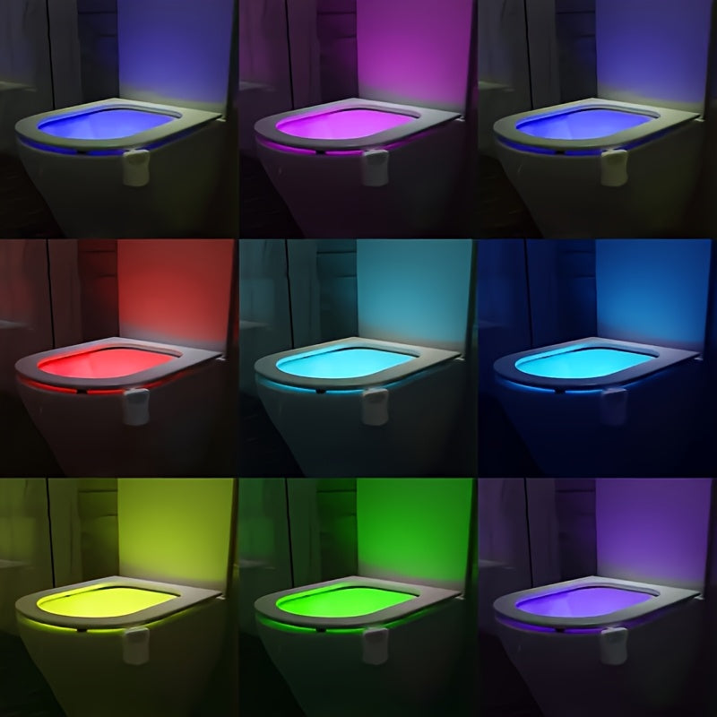 Motion-Sensing LED Toilet Light with 16 Colors Battery Powered Easy to Install Energy Efficient