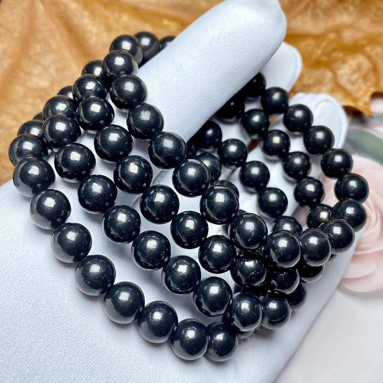 Натуральный браслет из шунгита 8 мм, кристаллическое украшение, подарок для мужчин и женщин