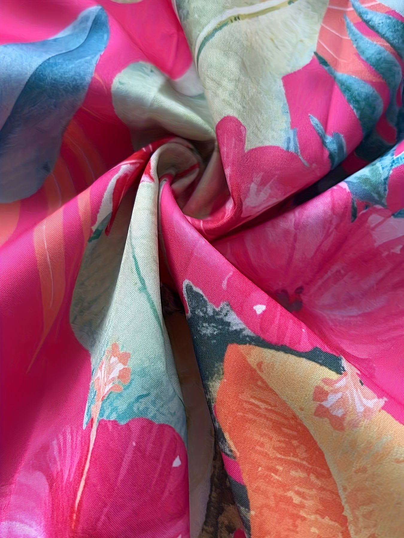 Plus Size Women's Tropical Floral Print Romper Polyester Sleeveless Beachwear