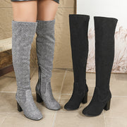Women's Knitted Knee High Boots Slip-Resistant Rubber Sole Winter Footwear