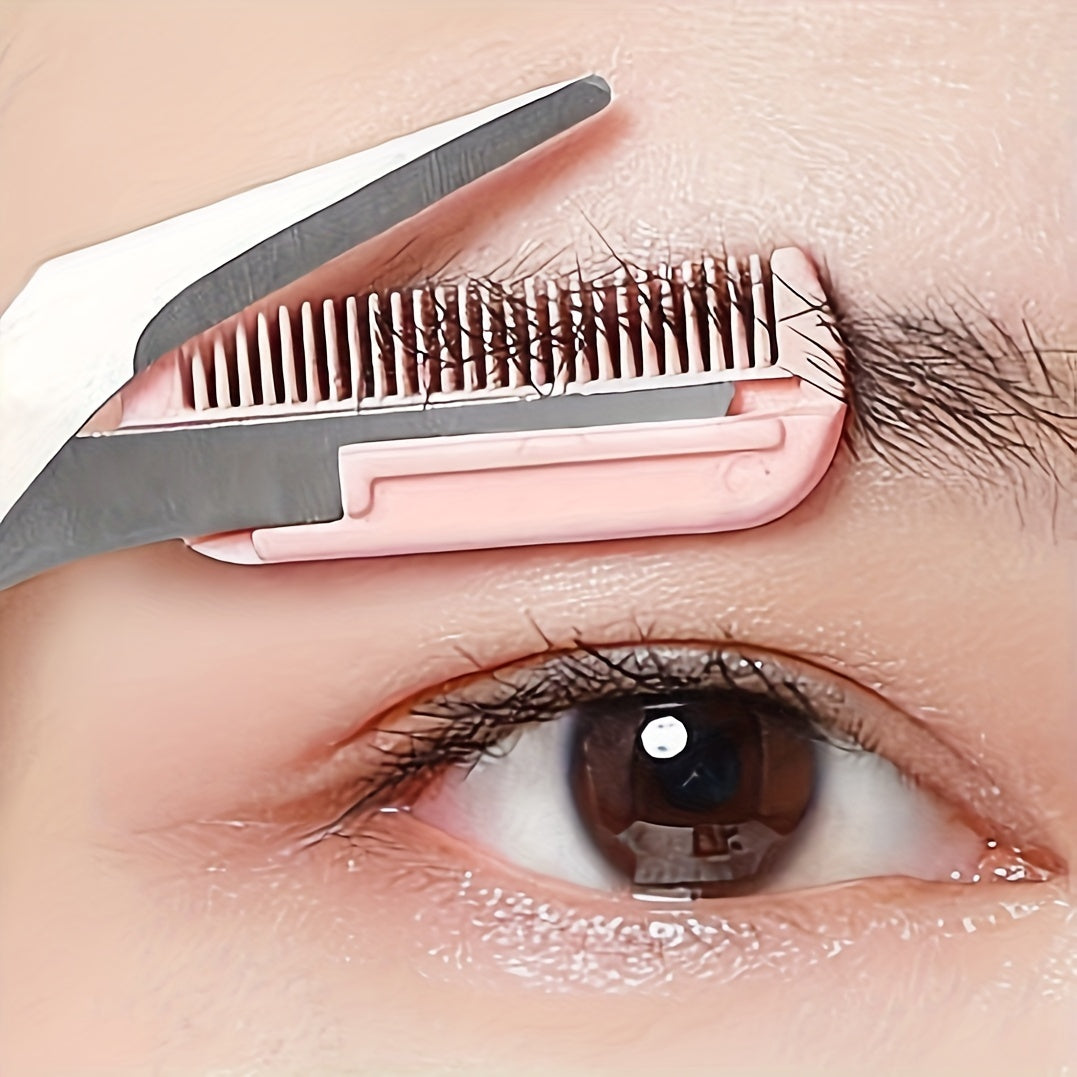 Tijeras de acero inoxidable para cejas de mujer con peine