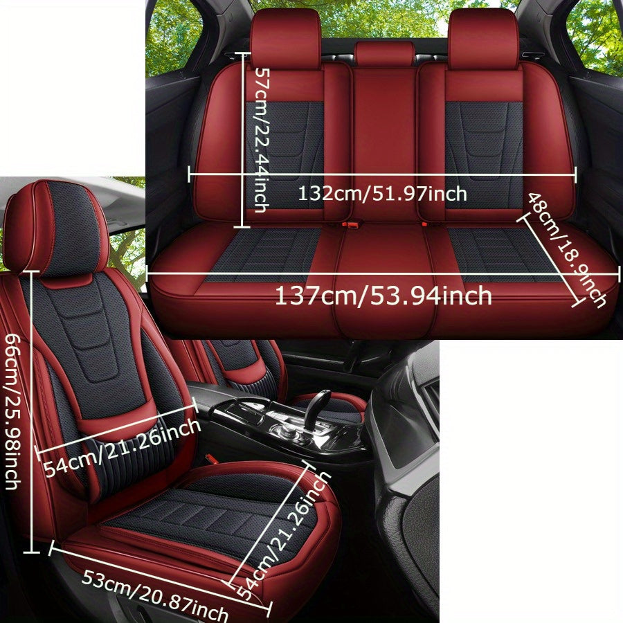 Car Seat Covers Full Enclosure Black Red Breathable Fit 5 Seats