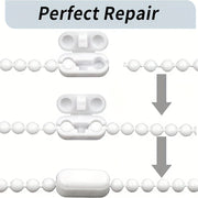 White Plastic Curtain Bead Chain Kit with 10 Connectors for Blinds and Shades