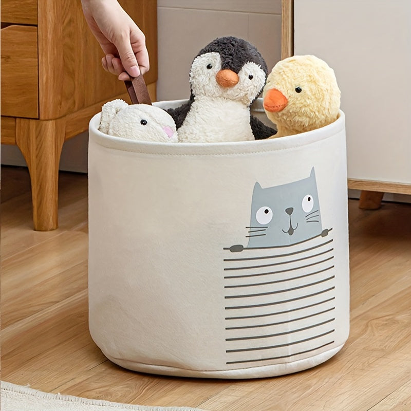 Large Capacity Felt Storage Basket with Folding Laundry Hamper Animal Design for Kids and Teens