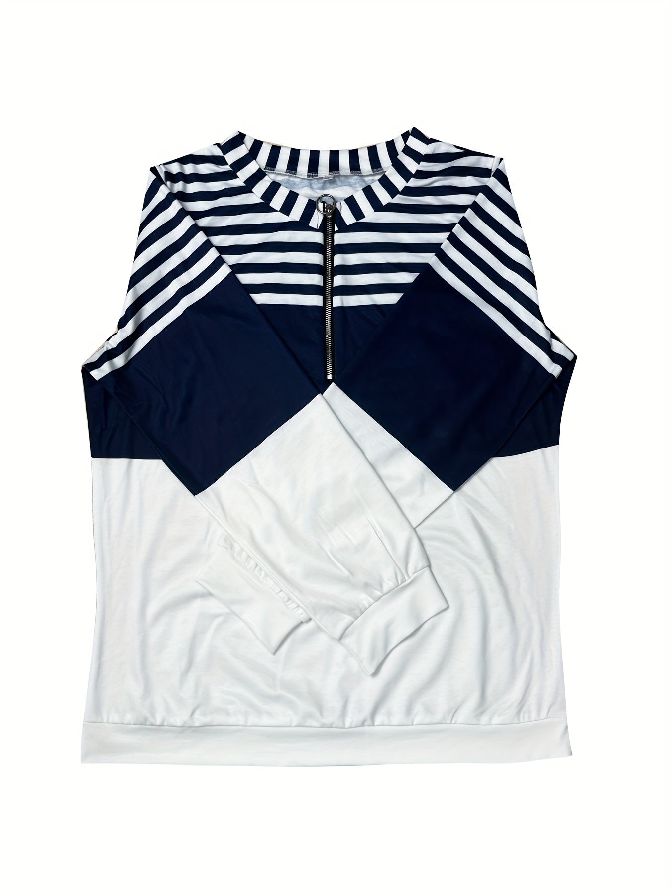 Плюс сайз женский оверсайз свитшот с полосками и цветными блоками с длинным рукавом