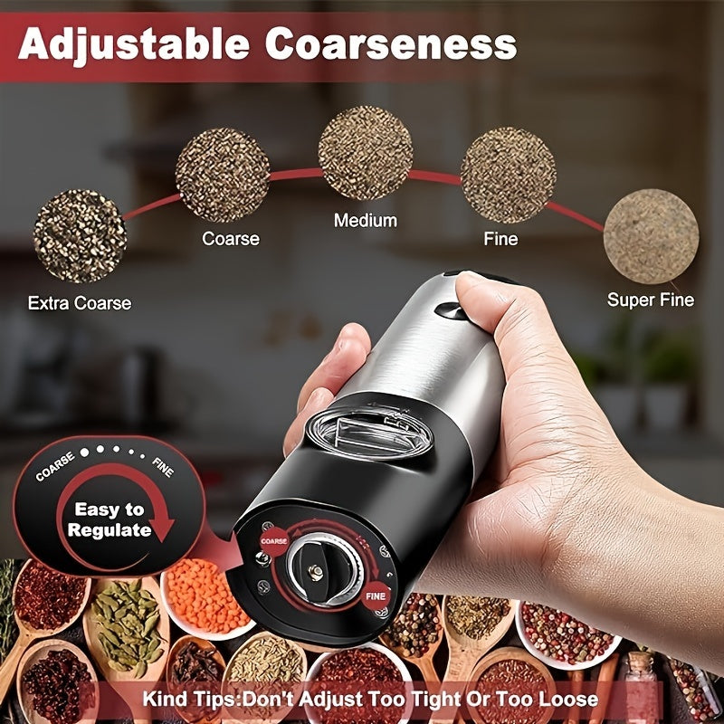 Grinder Set for Meat and Spices, USB Rechargeable, Adjustable, Two-Piece Gift