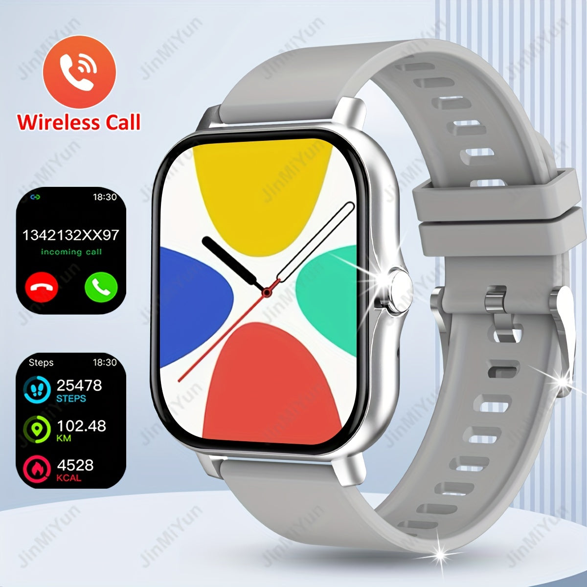 Smartwatch for Men and Women 1.83 Inch Full Screen Touch Fitness Tracker with Wireless Calls and Text Pink Band