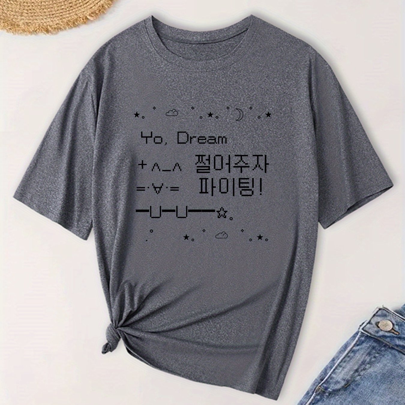 Women's Large Size T-Shirt Breathable Polyester Graphic Tee Short Sleeve