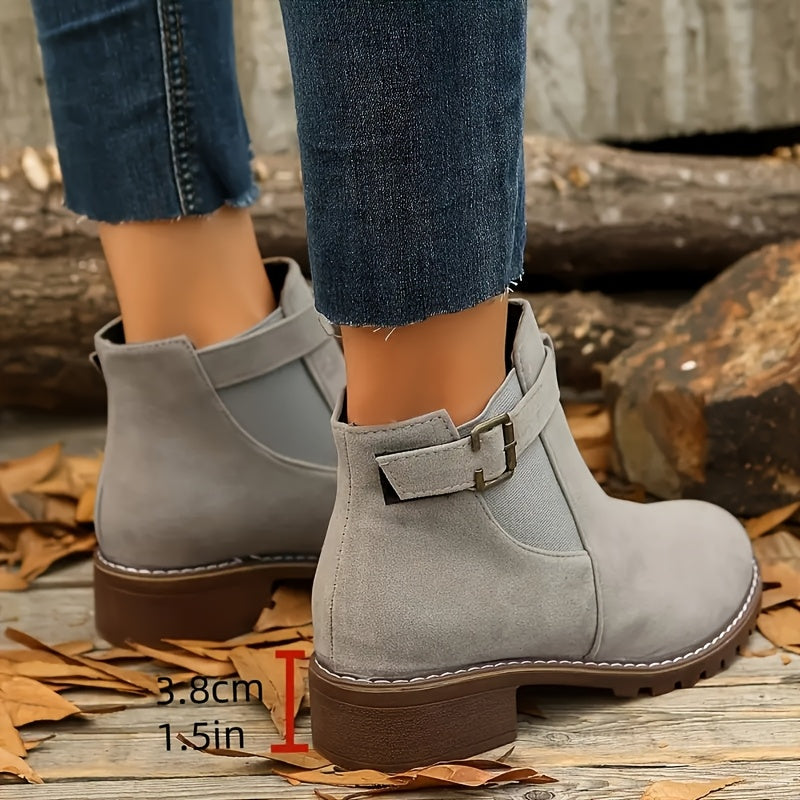 Women's Slip-On Boots Leather All-Season Casual and Formal Shoes in Black Brown Beige Grey