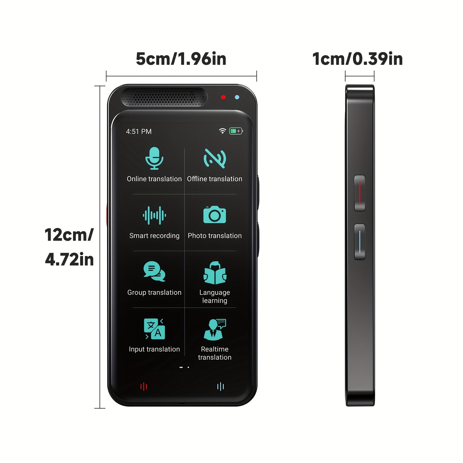 Language Translator Device with 138 Languages, Wi-Fi, 4.1-Inch Screen, Rechargeable Battery
