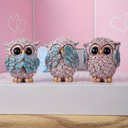 Set of 3 European-Style Owl Figurines for Home Decor, Office, Wine Cabinet