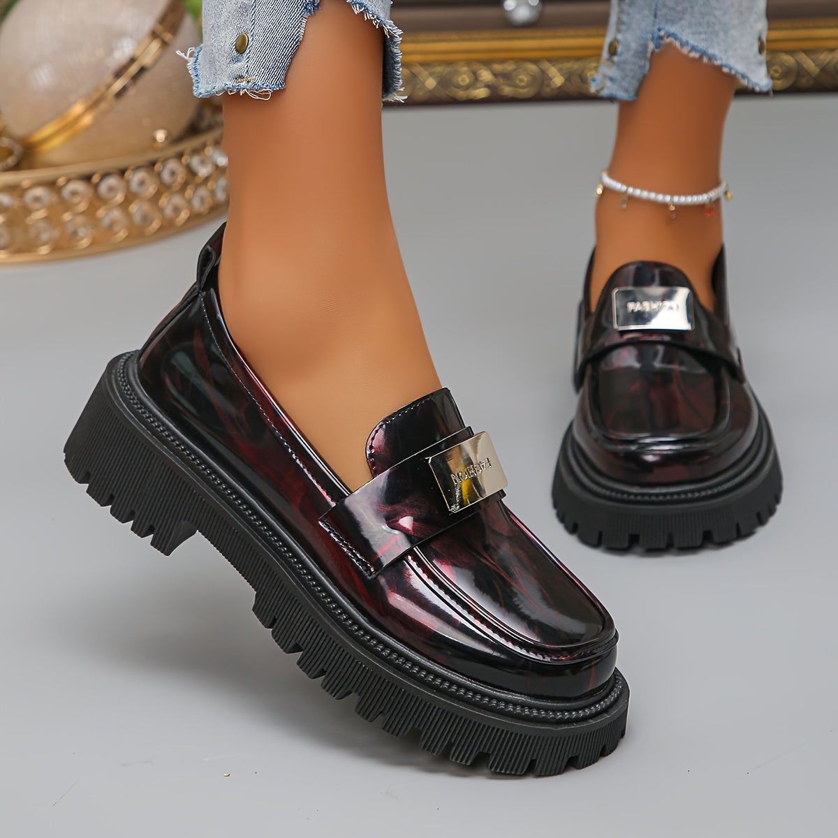 Women's Colorful Loafers Synthetic Heel Slip-On All-Season Comfort