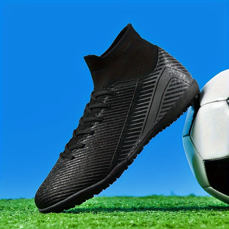 Men's Soccer Shoes with Stripe Pattern Non-Slip Rubber Sole Durable PU Upper Indoor Outdoor TF Studs