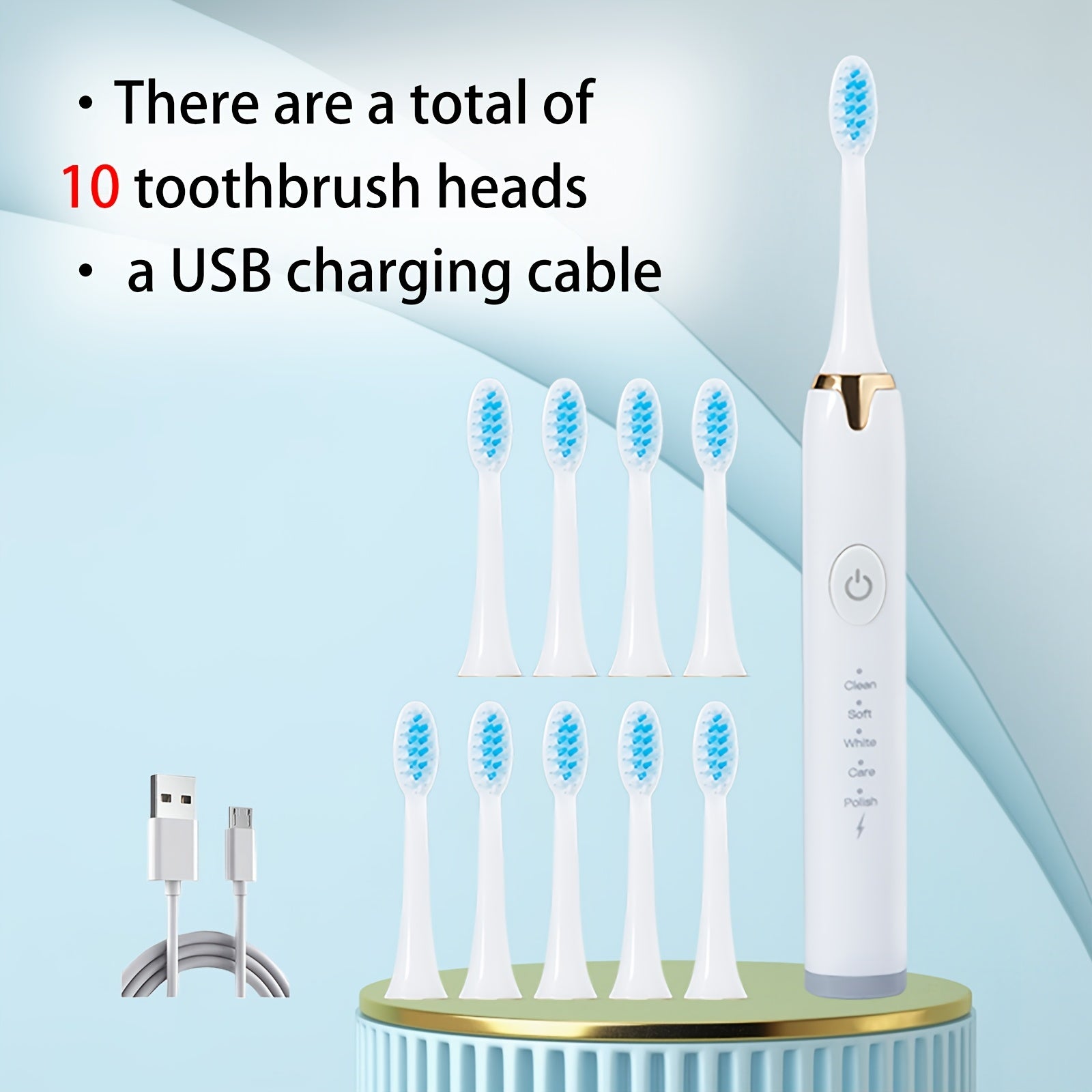 Rechargeable Sonic Electric Toothbrush for Adults with 9 Heads
