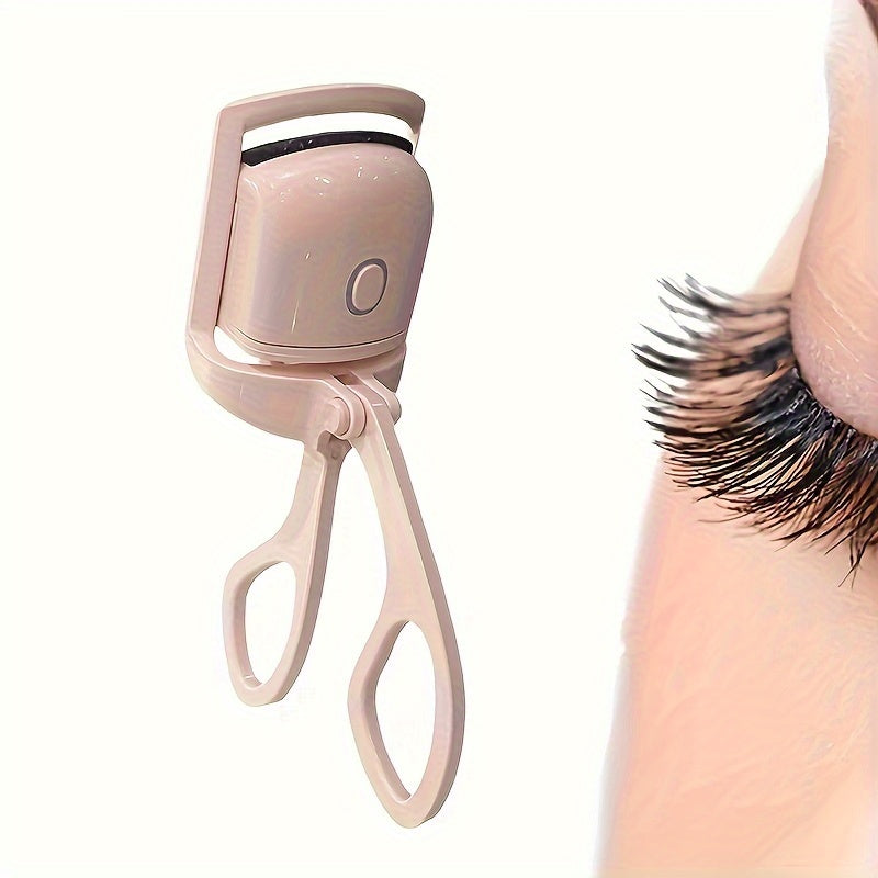 Rechargeable Electric Eyelash Curler White Pink Silicone Clip 10-Second Preheat