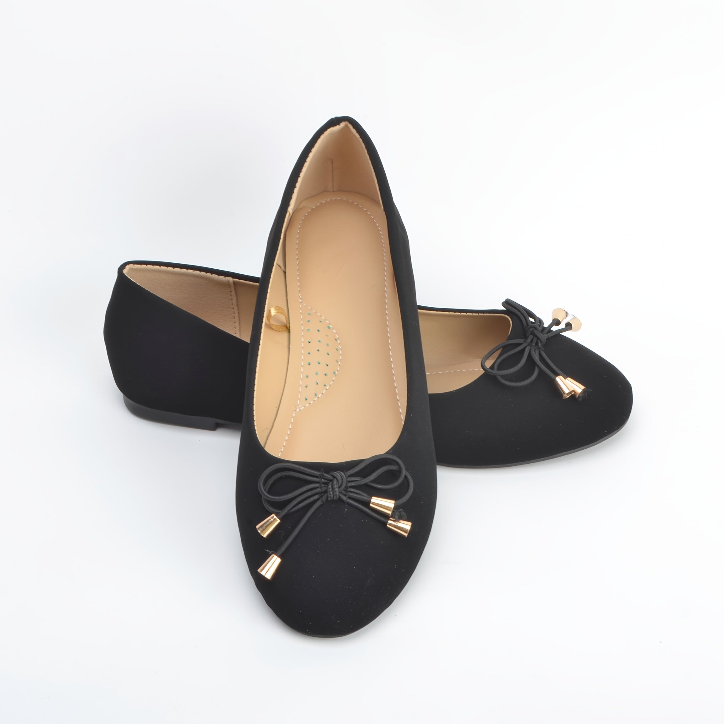 Women's Slip-On Ballet Flats Black Round-Toe PU Shoes Comfortable All-Season