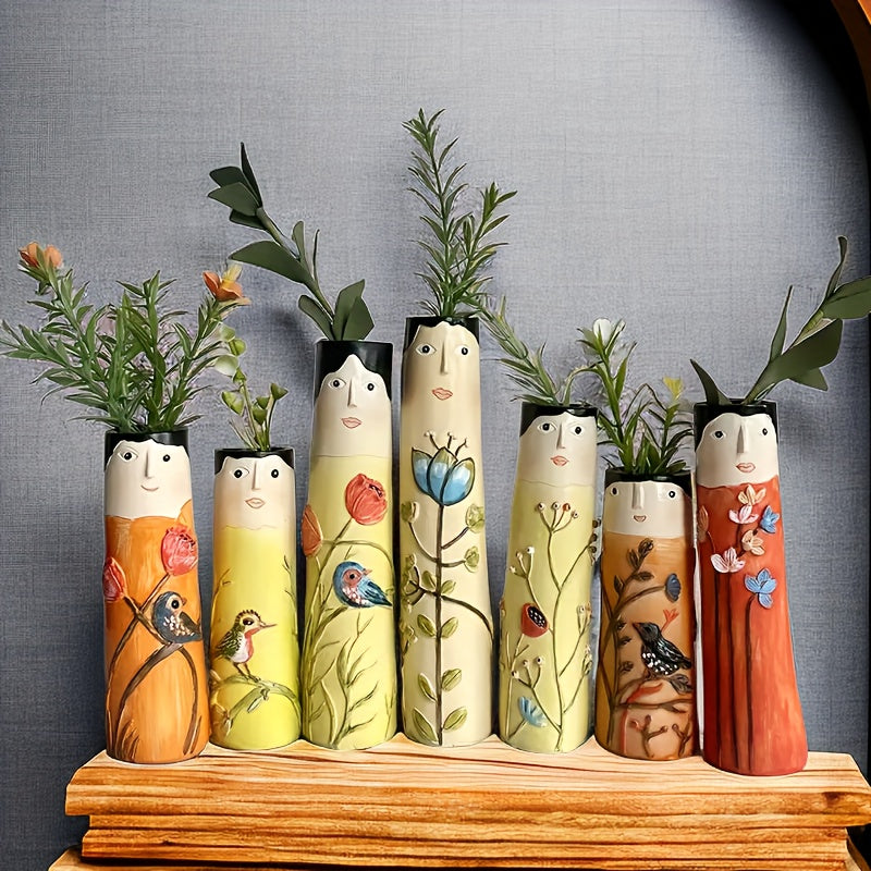 Handmade Boho Face Vases for Farmhouse and Home Decor