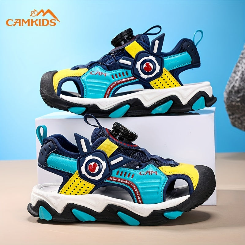 Детские вращающиеся ремешковые сандалии для мальчиков и девочек, легкие, противоскользящие, дышащие, повседневные пляжные и туристические туфли