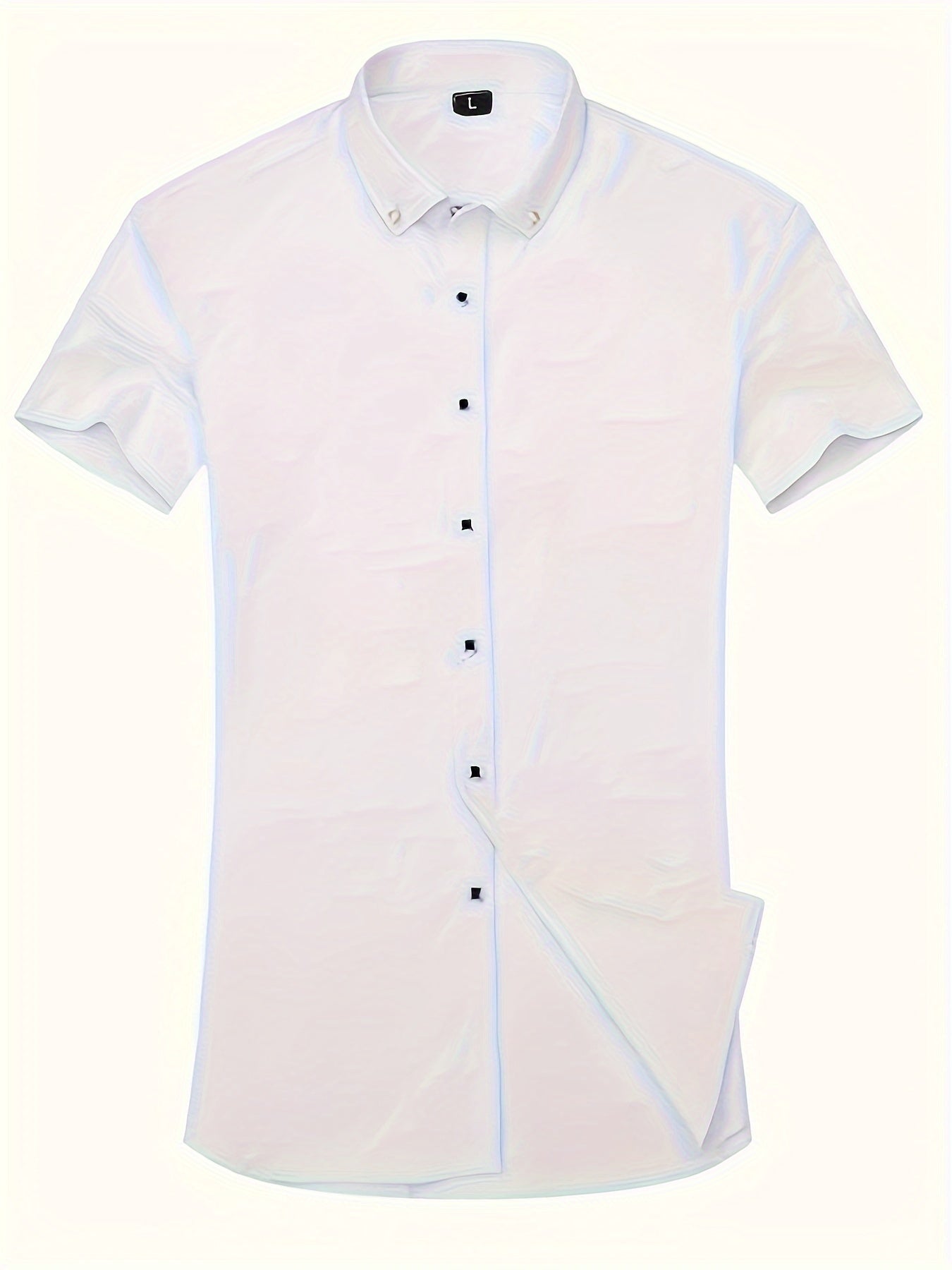 Men's Polyester Short Sleeve Button-Up Shirt for Business Spring Fall Regular Fit Lapel Collar