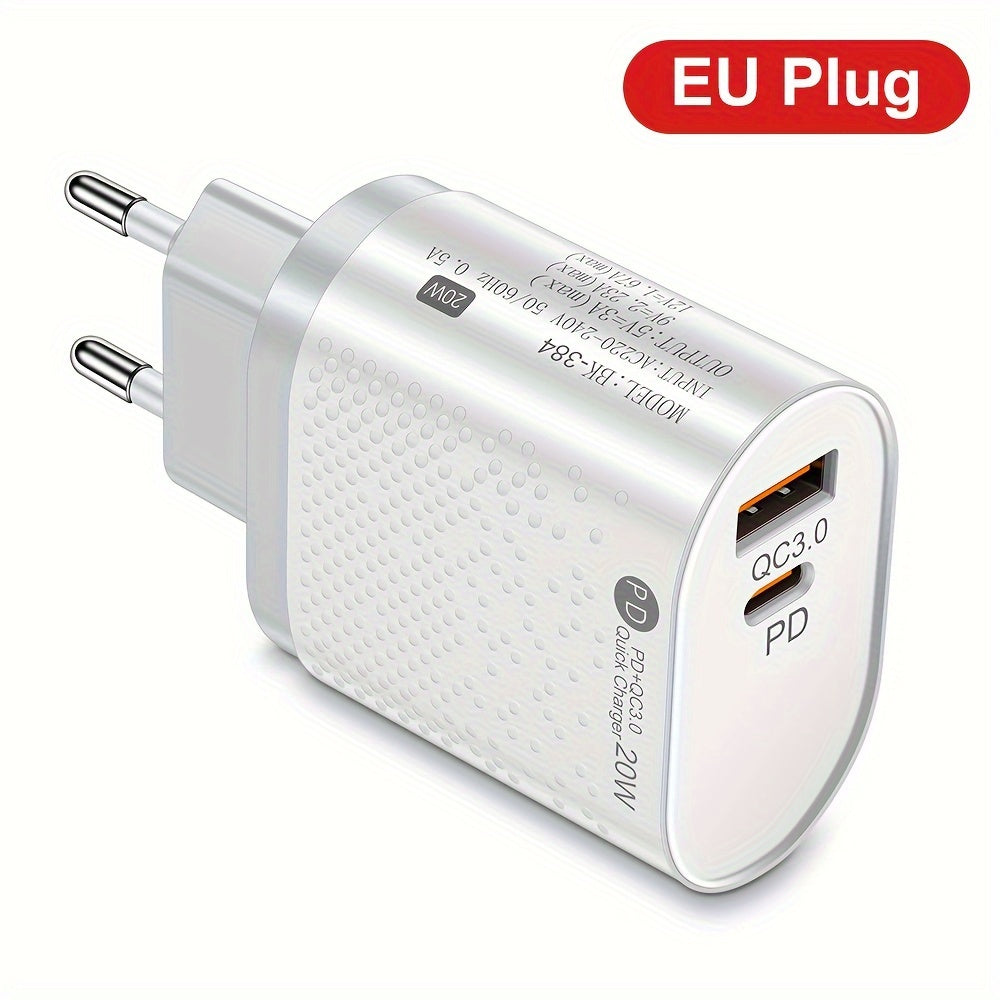 Universal USB-C Fast Wall Charger Dual Port Power Adapter White Black