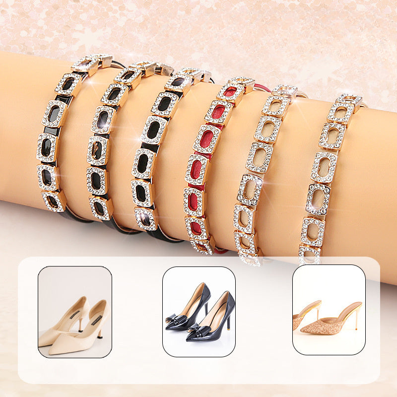 Women's Rhinestone No-Tie Shoelaces for High Heels 1 Pair Secure Fit