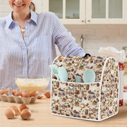 Coffee-Themed Stand Mixer Cover Dustproof Protective Kitchen Appliance Cover with Pockets