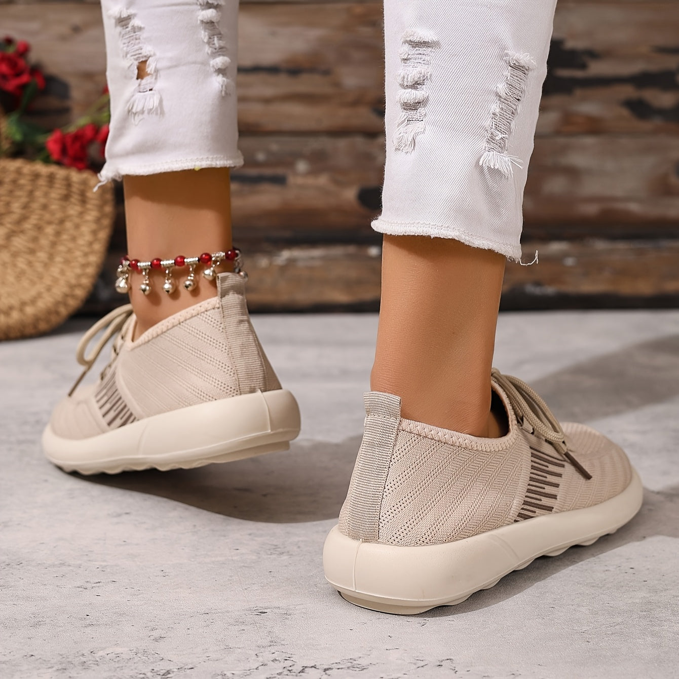 Women's Breathable Black Fabric Slip-On Sneakers Casual Low-Top Shoes