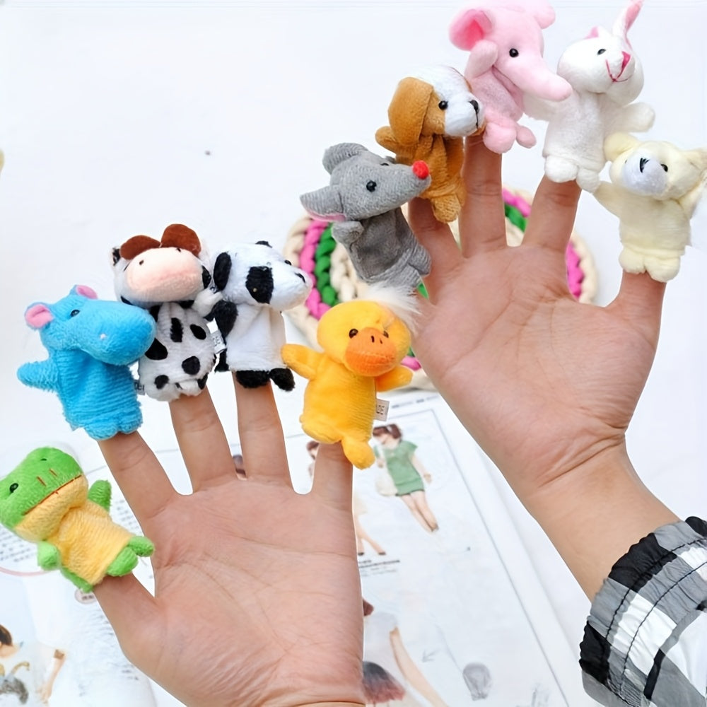Set of 10 Mini Animal Finger Puppets for Storytelling and Family Fun