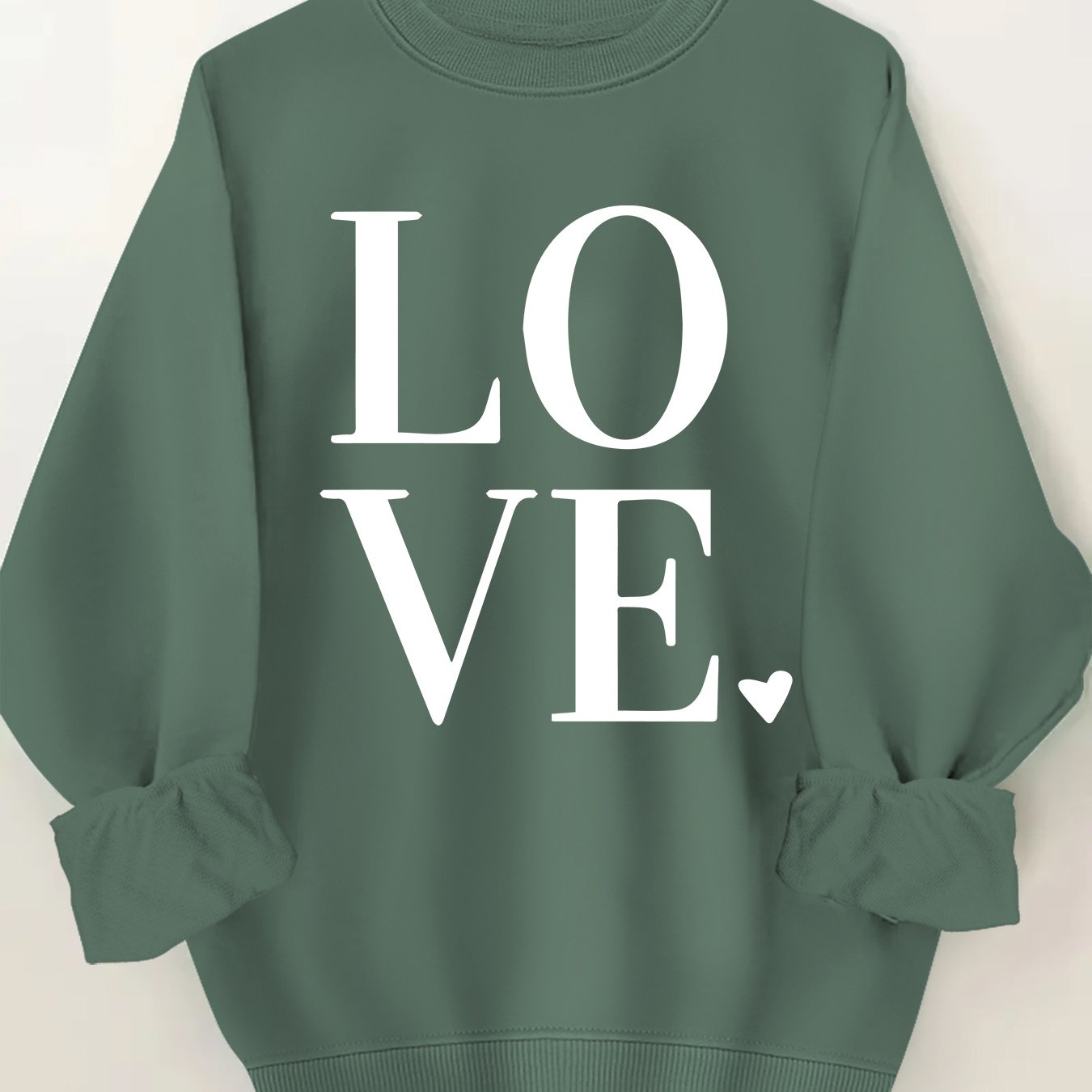 Plus Size Love Print Sweatshirt Casual Long Sleeve Crew Neck Pullover