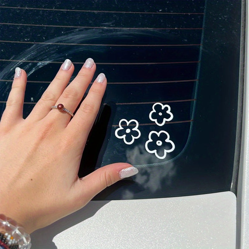 3-Piece Vinyl Floral Car Mirror Decal Set Waterproof Bumper Decorations