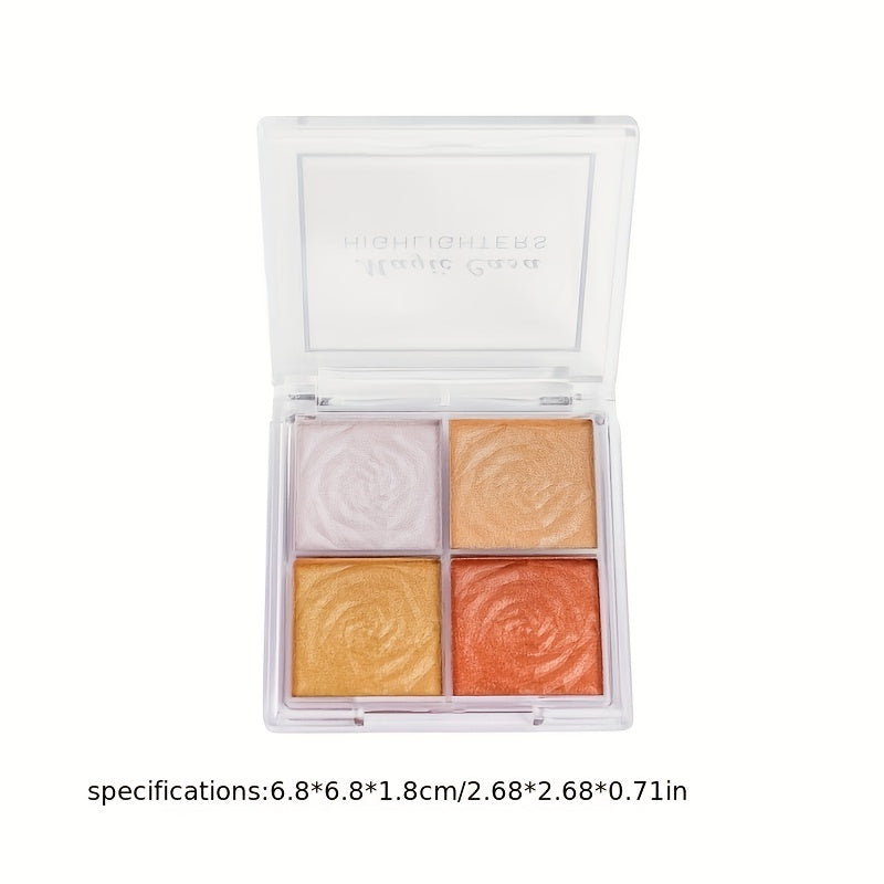 Waterproof Makeup Highlighter & Contour Palette Natural Rose-Shaped Packaging