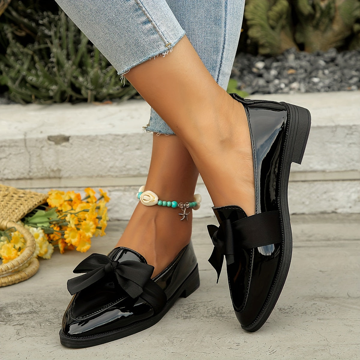 Летние лоферы с бантиком, идеально подходящие для офиса и повседневной носки.